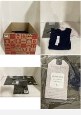 BOX OF APPROX 20 X ASSORTED ADULT CLOTHING TO INCLUDE VERO MODA TENCEL BODYSUIT NAVY BLAZER SIZE LG