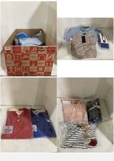 BOX OF APPROX 24 X ASSORTED ADULT CLOTHING TO INCLUDE NEW LOOK MEN DOBBY TRIM COLLAR LONG SLEEVE SHIRT LIGHT BLUE SIZE M