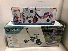 Y-VOLUTION VELO FLIPPA 3-IN-1 TODDLER TRIKE BALANCE BIKE TO INCLUDE DISNEY JUNIOR MARVEL SPIDEY DELUXE TRI-SCOOTER