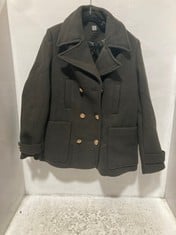 LA REDOUTE SIGNATURES ANTON SHORT PEA COAT IN RECYCLED WOOL MIX KHAKI SIZE 42 RRP- £125