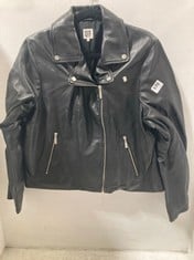 LA REDOUTE SIGNATURES THELMA BIKER JACKET BLACK LEATHER SIZE 50 RRP- £265