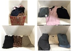 BOX OF ASSORTED ADULT LA REDOUTE CLOTHING TO INCLUDE KNIT CARDIGAN NAVY SIZE M