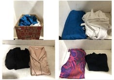 BOX OF ASSORTED ADULT LA REDOUTE CLOTHING TO INCLUDE LINEN WIDE LEG TROUSERS BLUE SIZE 50