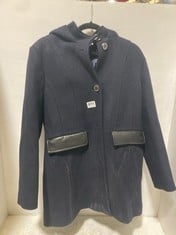 MORGAN SINGLE BREASTED WOOL LOOK COAT WITH DETACHABLE FAUX FUR COLLAR LINING MARINE SIZE 16 RRP- £166