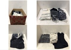 BOX OF ASSORTED ADULT CLOTHING TO INCLUDE M&S TROUSERS NAVY BLUE SIZE 14