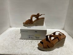 GEOX PONZA ESPADRILLE WOMENS WEDGE SANDALS COGNAC SIZE 6