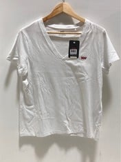 LEVI'S PERFECT V-NECK STANDARD FIT T-SHIRT WHITE WITH LOGO SIZE LG