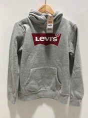 LEVI'S KIDS HOODIE GREY HEATHER WITH RED LOGO SIZE 14A 164CM