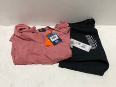 SUPERDRY STUDIOS SLUB V-NECK T-SHIRT DUSTY ROSE SIZE XL TO INCLUDE ADIDAS CROP TOP BLACK RIB SIZE M 12-14