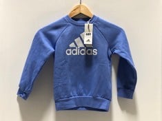 ADIDAS KIDS SWEATER MID BLUE WITH WHITE LOGO SIZE 5-6YRS