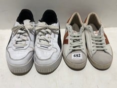 PUMA PLATFORM TRAINERS WHITE/BLACK SIZE 6.5 TO INCLUDE VICTORIA TRAINERS OFF-WHITE/BROWN SIZE 38