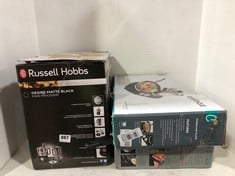 3 X ASSORTED KITCHEN ITEMS TO INCLUDE RUSSELL HOBBS DESIRE MATT BLACK FOOD PROCESSOR