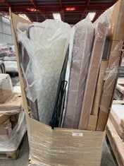 PALLET VARIETY OF HEADBOARDS AND MATTRESSES INCLUDING MAXIMUS MATTRESS 150X18 (MAY BE BROKEN OR INCOMPLETE).