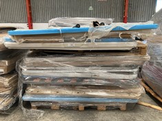 PALLET OF A VARIETY OF BED BASES AND UPHOLSTERED BASES INCLUDING BED BASE 150X190 HERMES (MAY BE BROKEN OR INCOMPLETE).