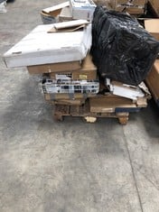 PALLET OF ASSORTED FURNITURE INCLUDING 3 DOOR SHOE RACK (MAY BE BROKEN OR INCOMPLETE).