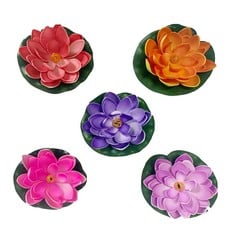 17 X YUE QIN 5 PCS ARTIFICIAL FLOATING FOAM LOTUS FLOATING POND DECOR WATER LILY FOR HOME GARDEN POND DECOR 10CM,5 COLORS - TOTAL RRP £105: LOCATION - RACK B