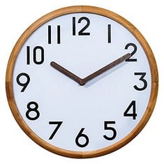 16 X UBERDECO 12 INCHES SUPER SLIM WOODEN FRAME WALL CLOCK WITH DOME GLASS COVER (WHITE WITH 12 NUMBERS) - TOTAL RRP £408: LOCATION - RACK B