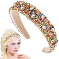 24 X FLAYEM RHINESTONE HEADBAND SPARKLY CRYSTAL HEADBAND PADDLE WIDE HAIRBAND GORGEOUS PARTY HAIR HOOP ACCESSORIES FOR WOMEN AND GIRLS (CHAMPAGNE SQUARE) - TOTAL RRP £202: LOCATION - RACK C