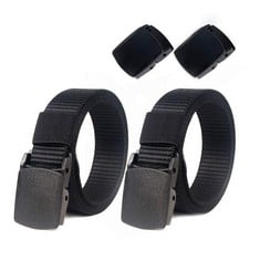 18 X 2 PACK TACTICAL MEN WAIST BELT 1.5 NYLON MILITARY WEBBING BELT WITH NO METAL BUCKLE (BLACK + TAN)(SIZE: FIT UP TO 45 WAIST) - TOTAL RRP £157: LOCATION - RACK C