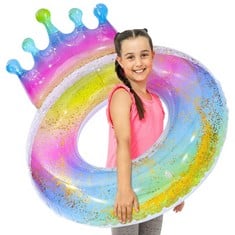 33 X WENYA SWIMMING RING FOR KIDS, TRANSPARENT FLOATING SWIMMING RING WITH SEQUIN, INFLATABLE SWIMMING RING TUBE FOR CHILDREN SWIMMING POOL WATER SPORTS, 29.5INCH - TOTAL RRP £176: LOCATION - RACK C