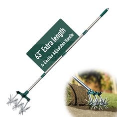 10 X ROTARY CULTIVATOR SET, 25"-63" ADJUSTABLE GARDENING ROTARY TILLER AND HAND-HELD GARDEN CULTIVATOR TOOL WITH STEEL DETACHABLE TINES, RESEEDING GRASS OR SOIL MIXING - TOTAL RRP £233: LOCATION - RA