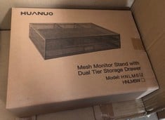 5 X MESH MONITOR STAND WITH DUAL TIER STORAGE DRAWER: LOCATION - RACK E