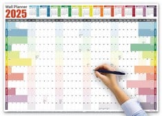 QUANTITY OF 2025 WALL PLANNER A2 LAMINATED - FULL YEAR WALL PLANNER 2025 UK - WALL CALENDAR 2025 WITH MOUNT STICKERS FOR ACADEMIC, OFFICE, HOME AND SCHOOL BY (42 X 59.4 CM) - A2 SIZE. - TOTAL RRP £22