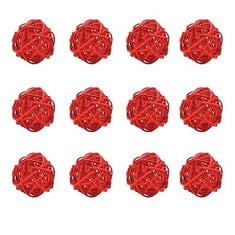 19 X KIDLEARN 12PCS DECORATIVE BALLS, VASE FILLERS FOR HOME DECOR WICKER RATTAN BALLS (4CM,RED) - TOTAL RRP £150: LOCATION - RACK E