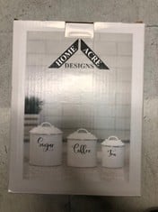 6 X HOME ACRE DESIGNS KITCHEN CANISTERS:: LOCATION - RACK F