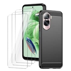 28 X LYZXMY PROTECTIVE FILM FOR HONOR 90 LITE CASE BLACK CARBON FIBER + 3 X TEMPERED GLASS - SOFT COVER CARBON FIBERS SKIN PHONE SHELL FOR HONOR 90 LITE (6.7") - TOTAL RRP £197: LOCATION - RACK A