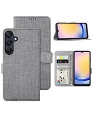 11 X FOLUU FOR SAMSUNG GALAXY A25 5G CASE, WALLET CASE COVER CARD HOLSTER CANVAS FLIP/FOLIO SOFT TPU COVER BUMPER WITH KICKSTAND ULTRA SLIM STRONG MAGNETIC CLOSURE FOR GALAXY A25 5G 2024 (GRAY) - TOT