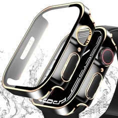 36 X [2 PACK]BELIYO STRAIGHT EDGE CASE FOR APPLE WATCH 9/8/7 49MM 45MM 44MM 41MM 40MM,IWATCH SCREEN PROTECTOR ELECTROPLATED PC ULTRA-THIN OVERALL WATERPROOF PROTECTIVE COVER(41MM,BLACK+ROSE GOLD) - T