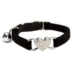 18 X DAIXI CAT COLLAR, CAT COLLARS WITH BELL AND BLING CRYSTAL HEART CHARM CUTE PET SUPPLIES (BLACK+RED) - TOTAL RRP £135: LOCATION - RACK F