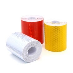 29 X DEHAO 3PCS 50MM × 300MM REFLECTIVE TAPE WARNING TAPE REFLECTOR TAPE SECURITY MARKING TAPE(RED/WHITE/YELLOW) - TOTAL RRP £169: LOCATION - RACK G