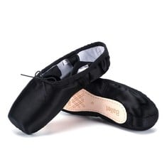 9 X WENDYWU GIRLS WOMENS DANCE SHOE PINK BALLET POINTE SLIPPERS BALLET FLATS SHOES WITH RIBBONS TOE PADS BLACK PINK RED BLACK (2 UK BLACK) - TOTAL RRP £218: LOCATION - RACK A