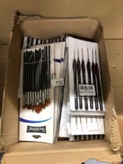 QUANTITY OF ASSORTED ITEMS TO INCLUDE PAINT BRUSHES 6 PIECES SET, PROFESSIONAL FINE TIP PAINT BRUSH SET ROUND POINTED TIP NYLON HAIR ARTIST ACRYLIC BRUSH FOR ACRYLIC WATERCOLOR OIL PAINTING (BROWN):