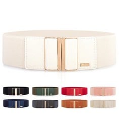 21 X MIJIU WOMEN'S ELASTICATED WAISTBAND BELT WITH GOLD FRAMED BUCKLES SUITABLE FOR DRESS TUNIC BLOUSE FORMAL ATTIRES OR CASUAL WEAR,FULLY ADJUSTABLE AND STRETCHABLE/S - TOTAL RRP £294: LOCATION - RA