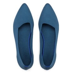 10 X WOMENS POINTED TOE BALLET FLAT KNIT DRESS SHOES LOW WEDGE FLAT SHOES COMFORT SLIP ON FLATS SHOES FOR WOMAN CLASSIC SOFTABLE SHOES NAVY BLUE - TOTAL RRP £250: LOCATION - RACK H