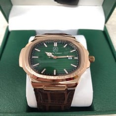 MENS FRANK SCHMIDT WATCH - TEXTURED DIAL WITH DATE - LEATHER STRAP - 3 ATM WATER RESISTANT RRP £350: LOCATION - A RACK