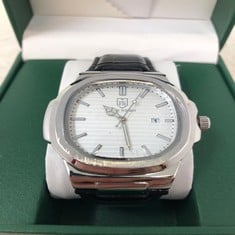 MENS FRANK SCHMIDT WATCH - TEXTURED DIAL WITH DATE - LEATHER STRAP - 3 ATM WATER RESISTANT RRP £350: LOCATION - A RACK