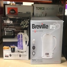 QUANTITY OF KITCHEN & APPLIANCES ITEMS TO INCLUDE BREVILLE CURVE ELECTRIC KETTLE | 1.7 LITRE | 3KW FAST BOIL | WHITE & CHROME [VKT117]: LOCATION - B RACK