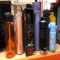 QUANTITY OF ITEMS TO INCLUDE STRANGER THINGS INSULATED METAL WATER BOTTLE WITH UPSIDE DOWN GRAPHIC 540ML - OFFICIAL MERCHANDISE: LOCATION - B RACK