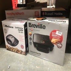 QUANTITY OF KITCHEN & APPLIANCES ITEMS TO INCLUDE BREVILLE ULTIMATE DEEP FILL TOASTIE MAKER | 2 SLICE SANDWICH TOASTER | REMOVABLE NON-STICK PLATES | STAINLESS STEEL | BLACK [VST082]: LOCATION - B RA