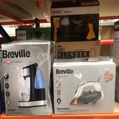 QUANTITY OF KITCHEN & APPLIANCES ITEMS TO INCLUDE BREVILLE DIAMONDXPRESS STEAM IRON | 3100 W | 200G STEAM SHOT | MULTI-DIRECTIONAL DIAMOND CERAMIC SOLEPLATE | 400 ML EASY-FILL WATER TANK WHITE & ROSE