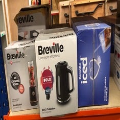 QUANTITY OF KITCHEN & APPLIANCES ITEMS TO INCLUDE BREVILLE BOLD BLACK ELECTRIC KETTLE | 1.7L | 3KW FAST BOIL | BLACK & SILVER CHROME [VKT221]: LOCATION - C RACK