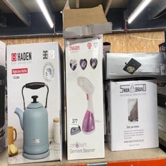 QUANTITY OF KITCHEN & APPLIANCES ITEMS TO INCLUDE HADEN 3000W HIGHCLERE ELECTRIC KETTLE, 1.5 LITRE CAPACITY, BLUE: LOCATION - C RACK