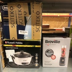 QUANTITY OF KITCHEN & APPLIANCES ITEMS TO INCLUDE BREVILLE BLEND ACTIVE PERSONAL BLENDER & SMOOTHIE MAKER | 350W | 1 PORTABLE BLEND ACTIVE BOTTLE (600ML) | LEAK PROOF LID | BLACK & GOLD [VBL251]: LOC