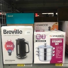 QUANTITY OF KITCHEN & APPLIANCES ITEMS TO INCLUDE BREVILLE BOLD BLACK ELECTRIC KETTLE | 1.7L | 3KW FAST BOIL | BLACK & SILVER CHROME [VKT221]: LOCATION - D RACK