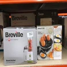 QUANTITY OF KITCHEN & APPLIANCES ITEMS TO INCLUDE BREVILLE BLEND ACTIVE PERSONAL BLENDER & SMOOTHIE MAKER | 350W | 2 PORTABLE BLEND ACTIVE BOTTLES (600ML) | LEAK PROOF LIDS | WHITE & GREEN [VBL246]: