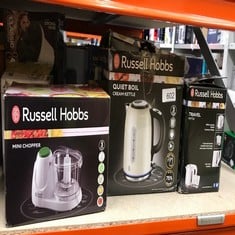 QUANTITY OF KITCHEN & APPLIANCES ITEMS TO INCLUDE RUSSELL HOBBS FOOD COLLECTION ELECTRIC MINI CHOPPER, DICES & PUREES FRUIT & VEGETABLES - RECIPES INCLUDED, 500ML, REMOVABLE DISHWASHER-SAFE BOWL, LID